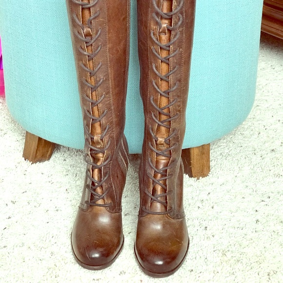 frye lace up boots tall
